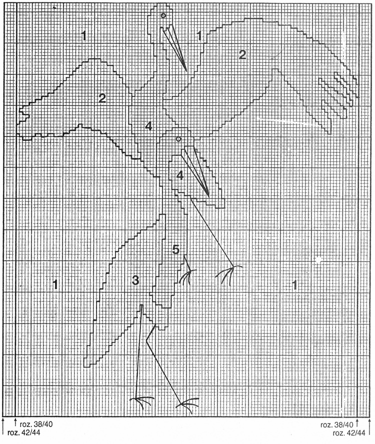 схема вязки рисунка журавля